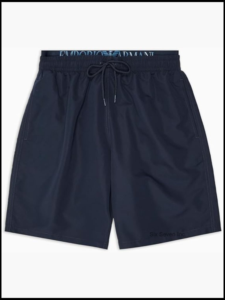 Men's Logo Band Solid Colored Board Shorts With Breathable Mesh Lining